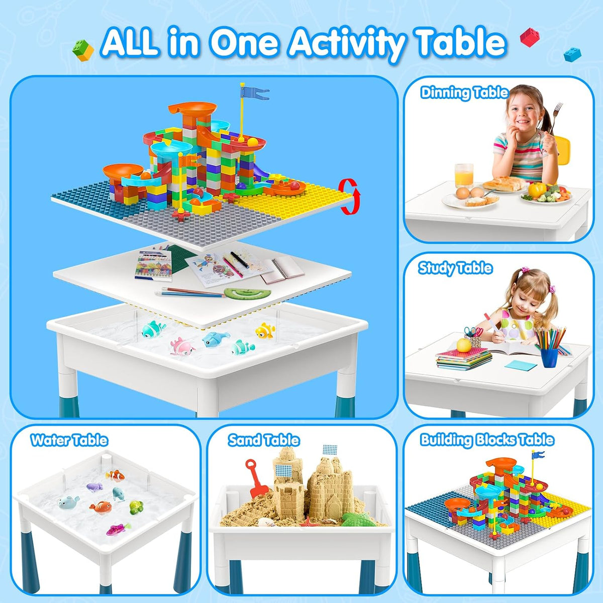 OCATO Kids Table and 4 Chairs Set Activity Table Kid Water Table – Fun for Kids & Family - Table and 4 Chairs Set - image 3