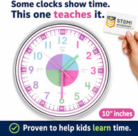OWLCONIC Kids Teaching Clock, Learning Clock, Silent 10in - Pastel - image 2