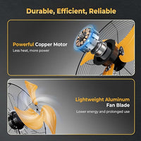 18 Inch Wall Mount Fan, Extended 6.6ft Power Cord, 360° Tilt Adjustment, 3-Speed, IP44 Industrial Commercial Wall Mounted Fan for Greenhouse, Garage, Workshop, Covered Patio, 1 Pack