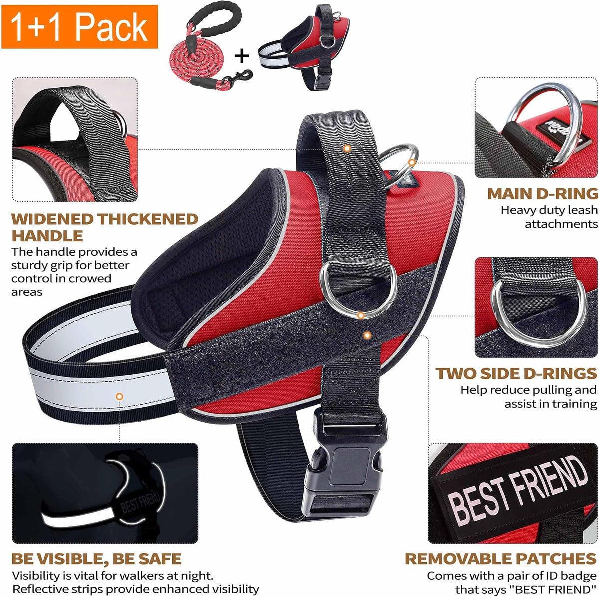 Haapaw Essential Dog Harness - XL / Red - image 2