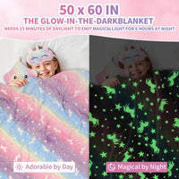 FIIOEOY unicorn gift box with glow in the dark blanket, light-up star pillow and plush crossbody bag - view 2