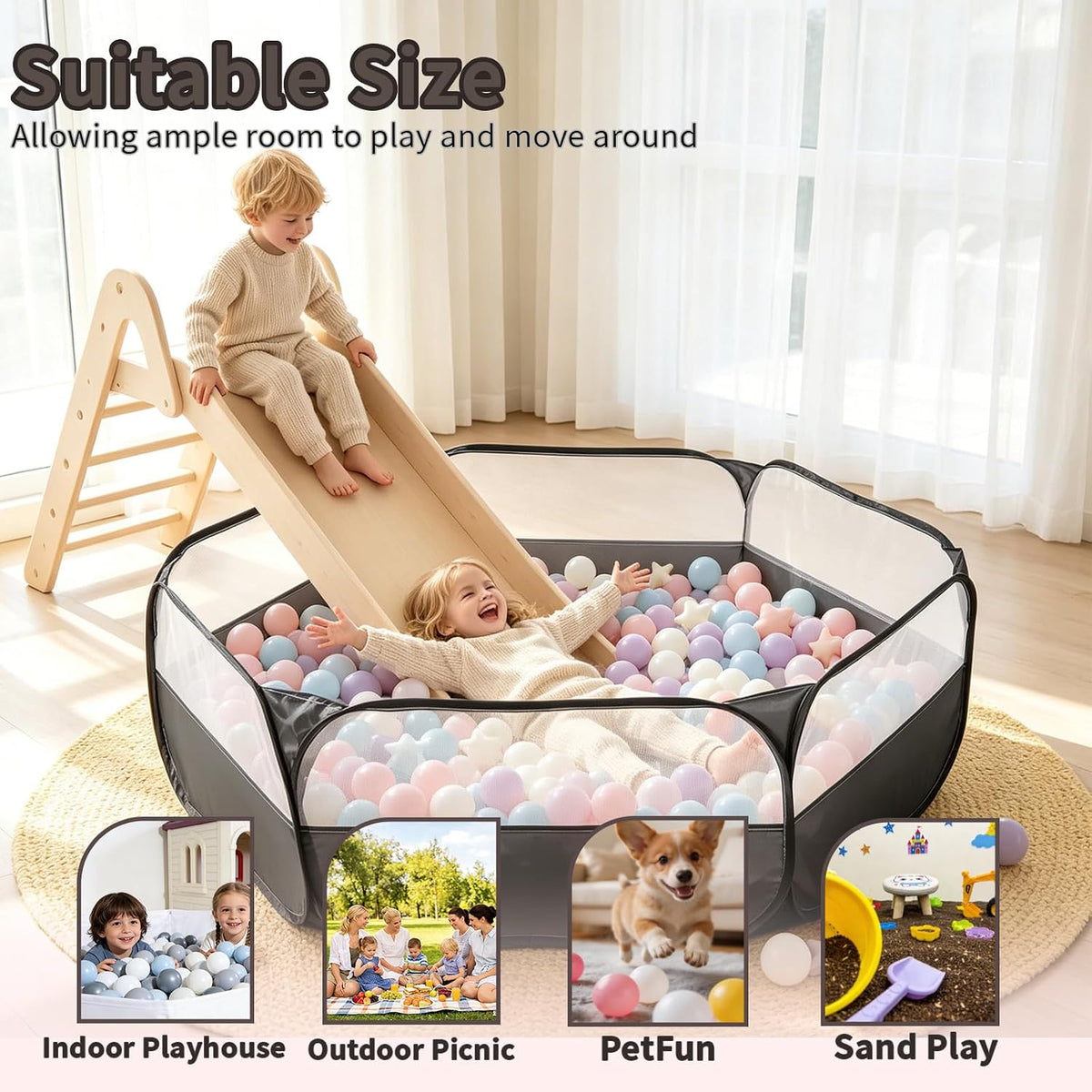 TRENDPLAY foldable pop up ball pit play tent for toddlers with storage bag - view 29