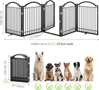 BHG Metal No-Assembly Freestanding Dog Gate with Door Walk Through - Black / 5 panels - image 4