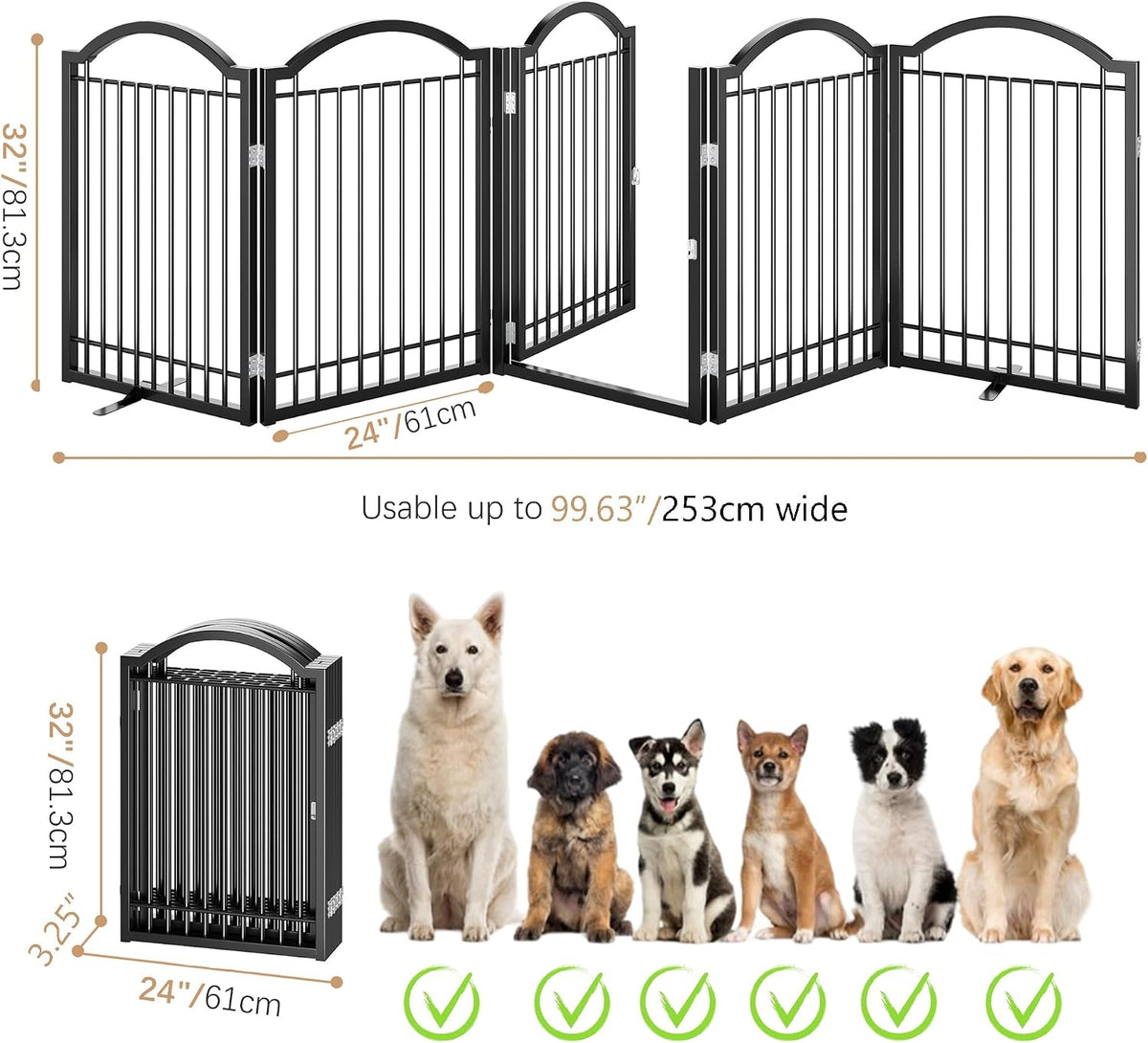 BHG Metal No-Assembly Freestanding Dog Gate with Door Walk Through - Black / 5 panels - image 4