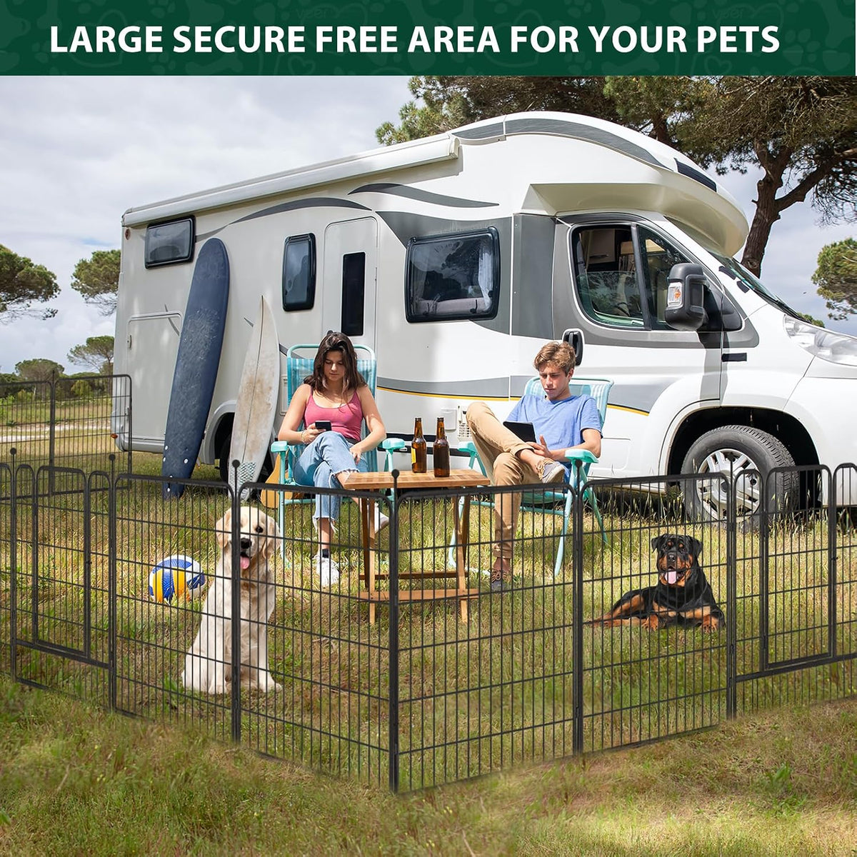 Dog Playpen Outdoor, 16 Panels 40" High Metal Dog Fence with Gate – Essentials for Dogs - 16 Panels 40"H - image 3