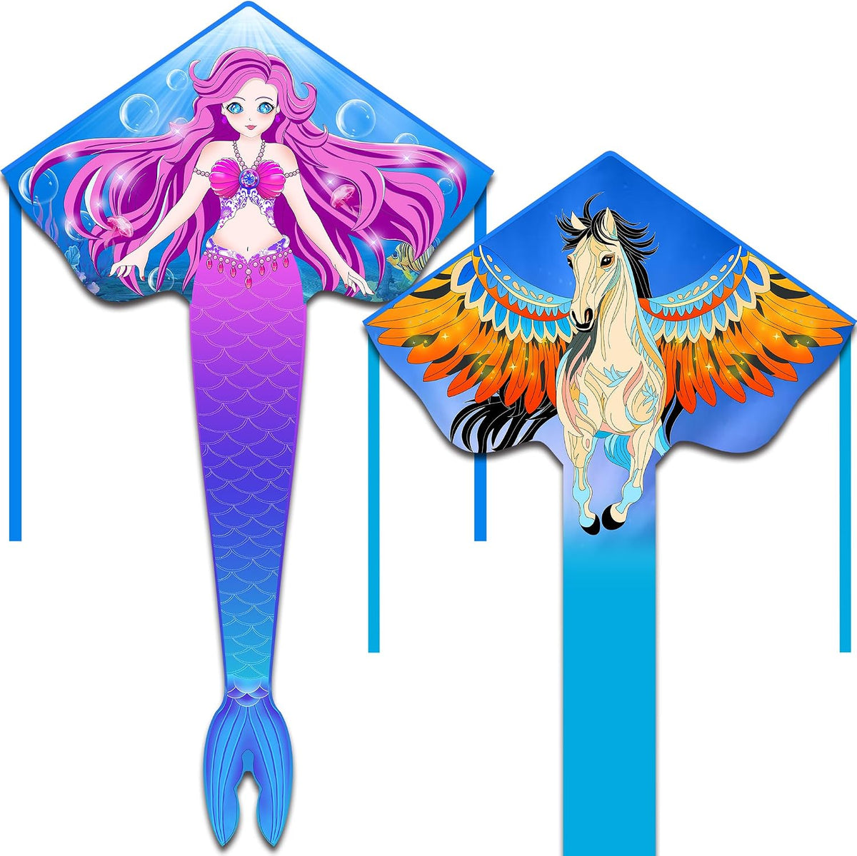 Honbo large mermaid delta kite for kids and adults in bright colors - view 4