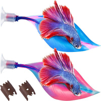 WILLBOND 2 Pcs Blue Pink Silicone Betta Fish Bed Leaf Hammock Betta - Blue, Pink