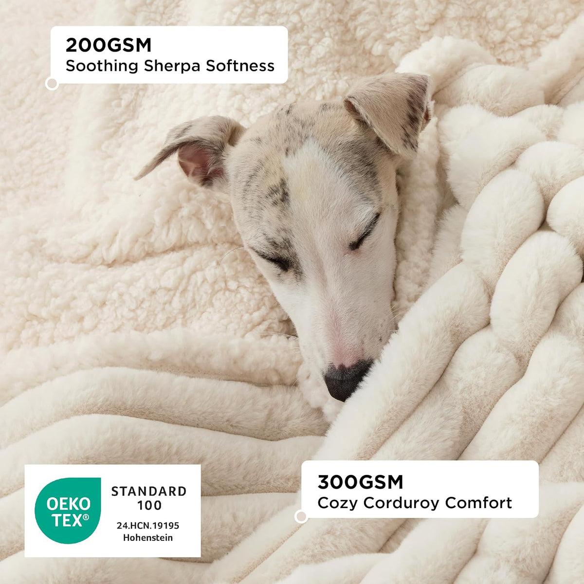 Bedsure ComfyFleece Waterproof Dog Blankets for Large Dogs - XL(50x60")-1pc / Cream - image 3