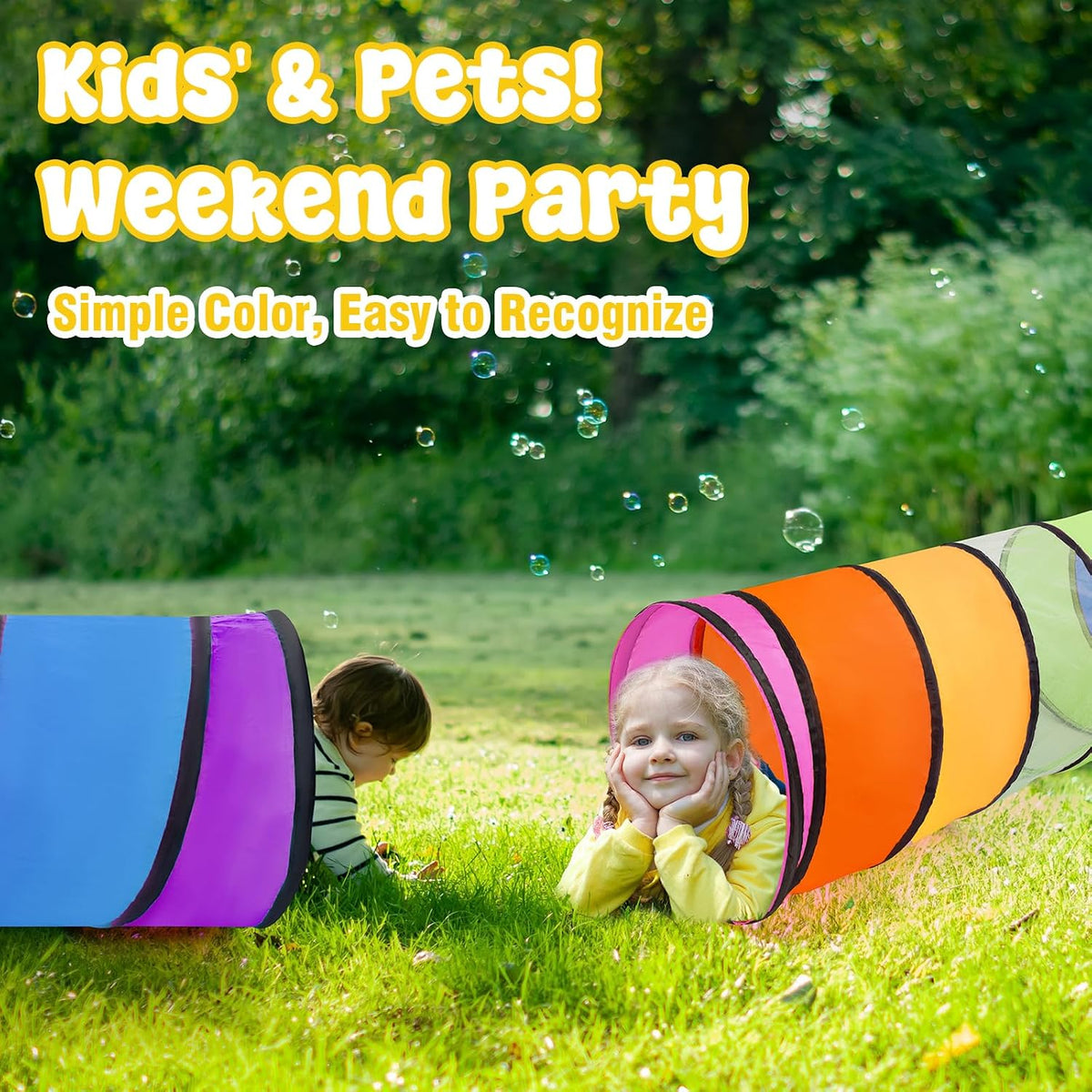 Kids Play Tunnel for Toddlers - Two Rainbow Tunnels - image 4