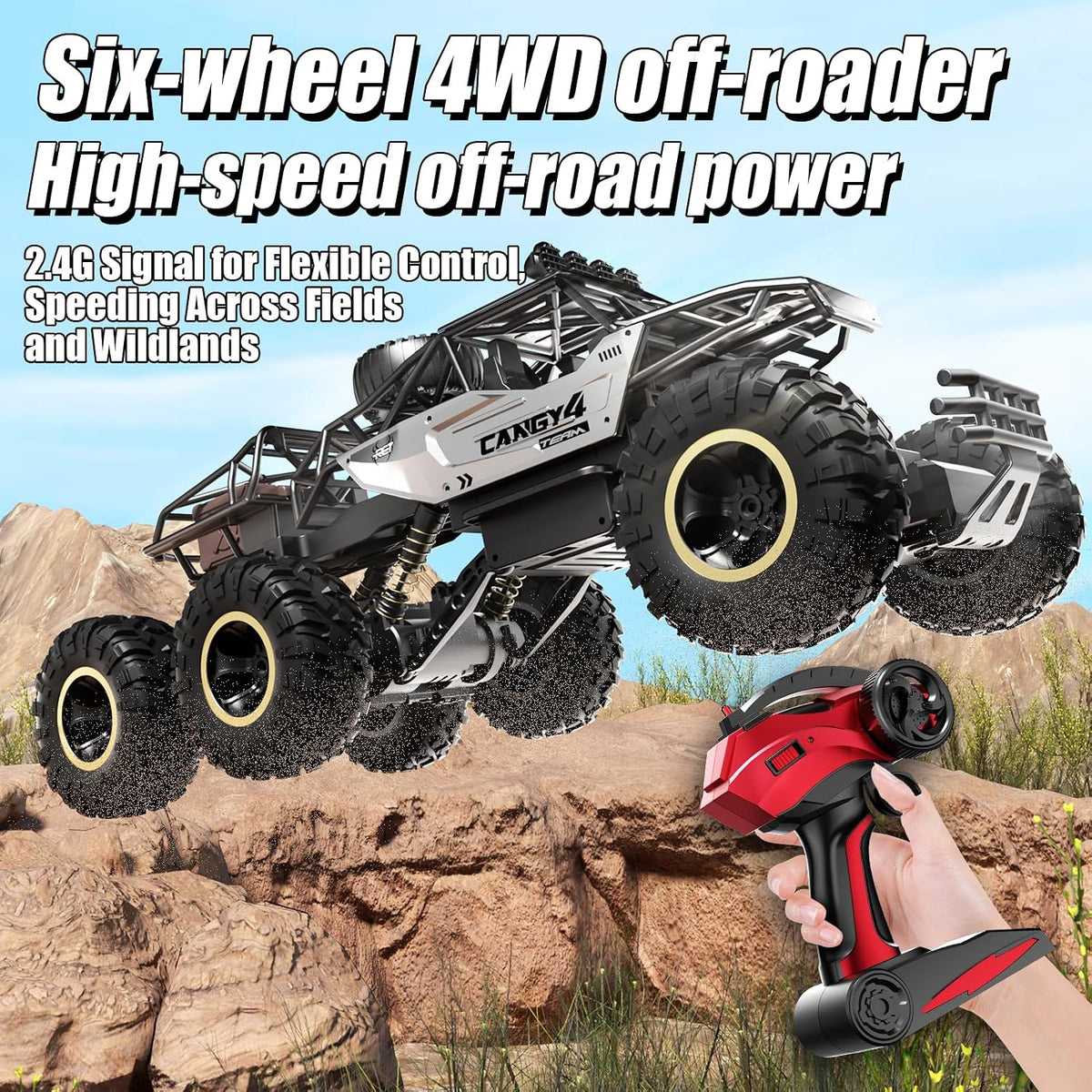 Jiakora RC Cars Remote Control Car 1:12 Off Road Truck - 6 Wheels Silver - image 4