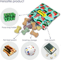 Dog Treat Pouch,Cotton Pocket Sized Training Holder, Hand Free Walking Funny Bag with Carabiner, Self-Closing Pet Feed Snack Reward, Behavior Aids for Puppy Travel or Outdoor Use（Watermelon）