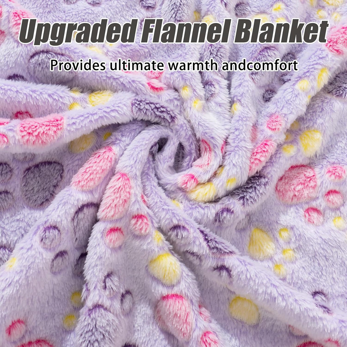 Rezutan Blanket for Large Dogs & Cats Soft Reversible Cute Paw 40"x31" – Essentials for Dogs - Tan/Purple/ Brown / Medium,30x20Inch - image 3