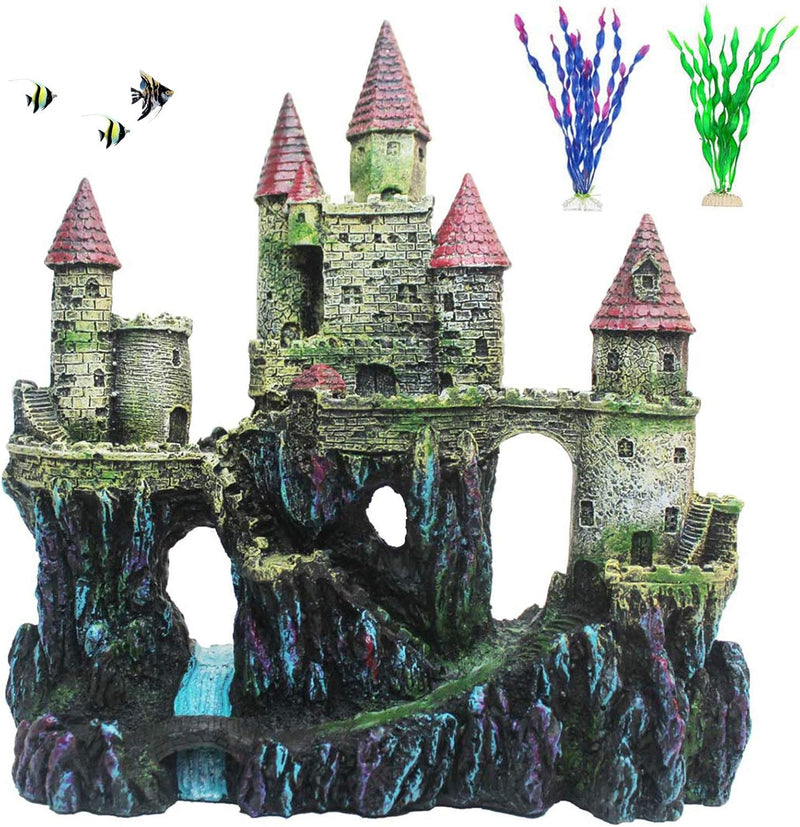 PINVNBY Aquarium Resin Castle Decoration Fish Tank Driftwood Castle - Red