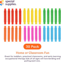 Special Supplies Fun Pull and Stretch Tubes for Kids, Pop, Bend - 30-Pack Primary Colors - image 2