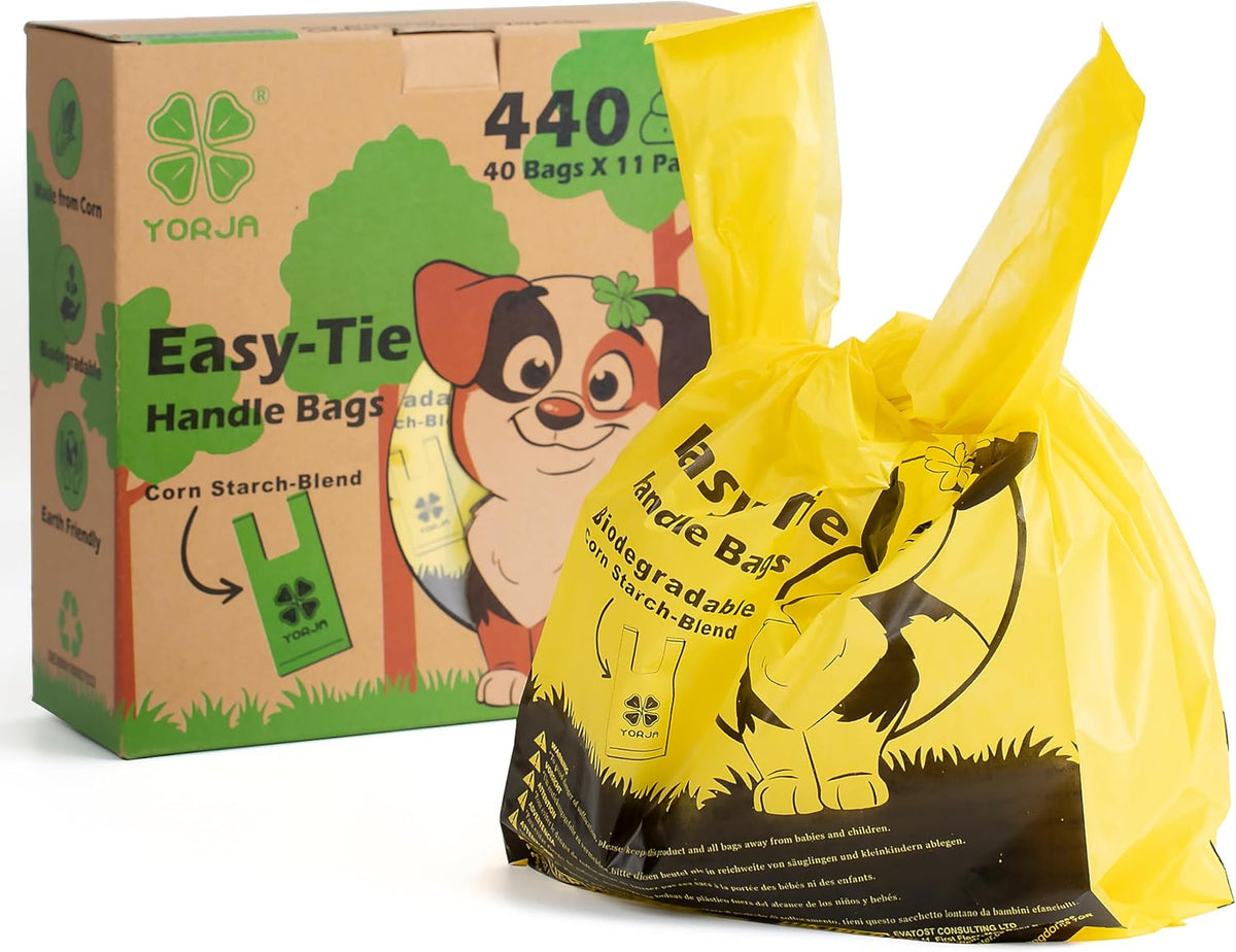 Tie Handles Dog Poo Bags, 440 Pet Poop Bags - 1 Count (Pack of 440) / Yellow