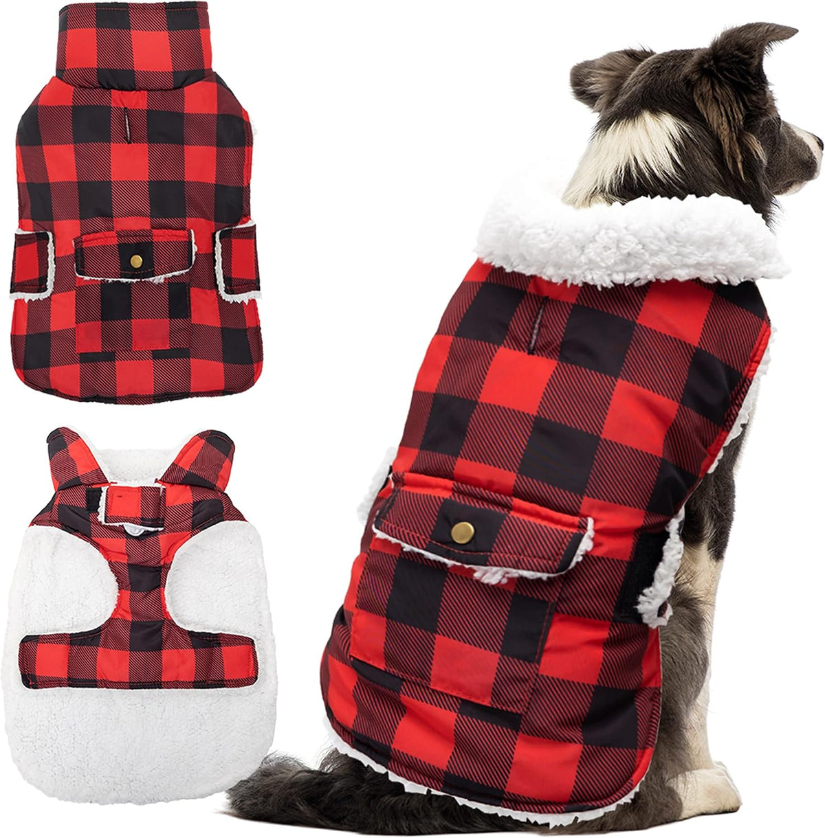 Dog Winter Coat for Cold Weather - Red / X-Large