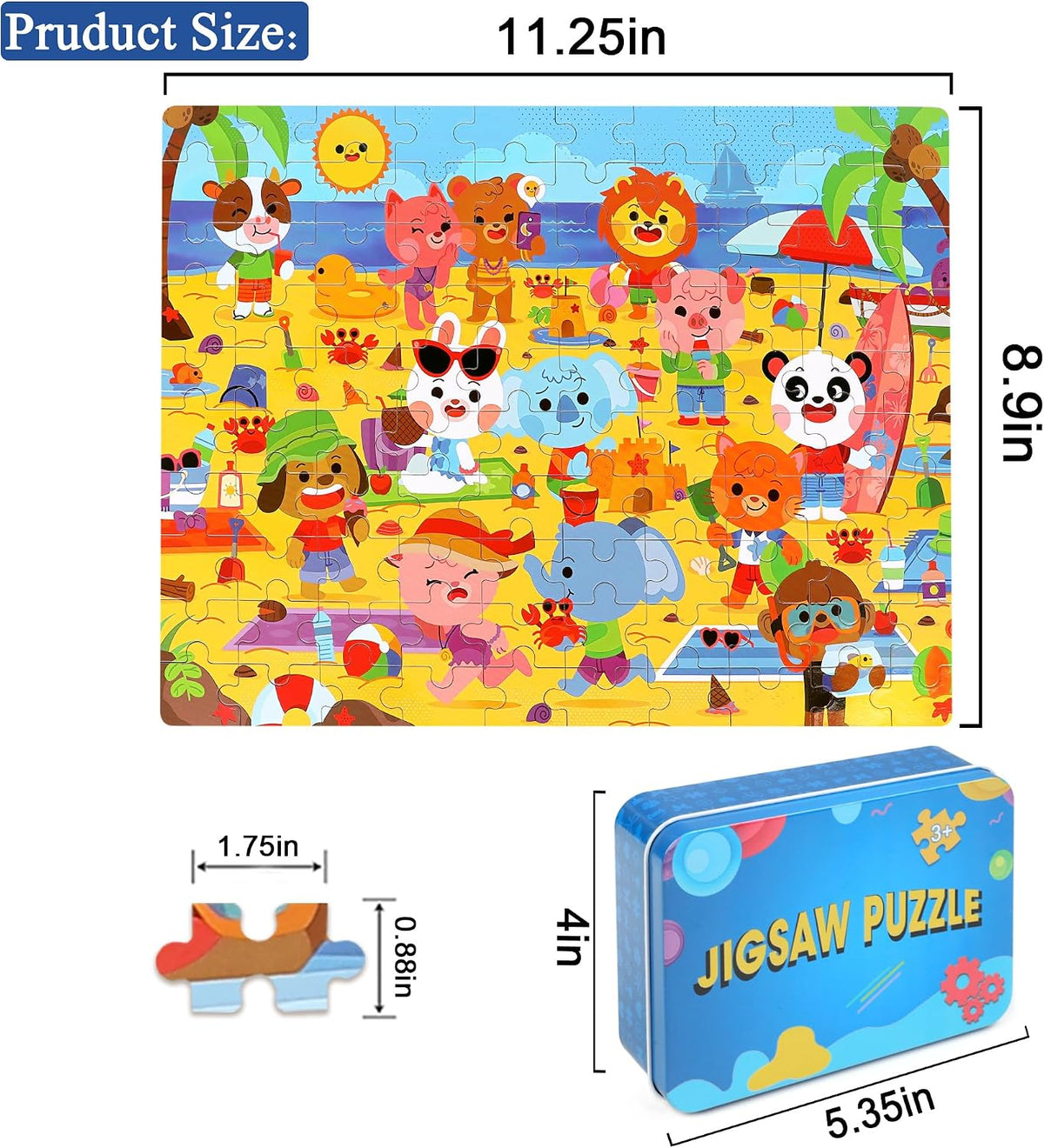 LELEMON Halloween jigsaw puzzle for kids with pumpkins and bats in tin box - view 21