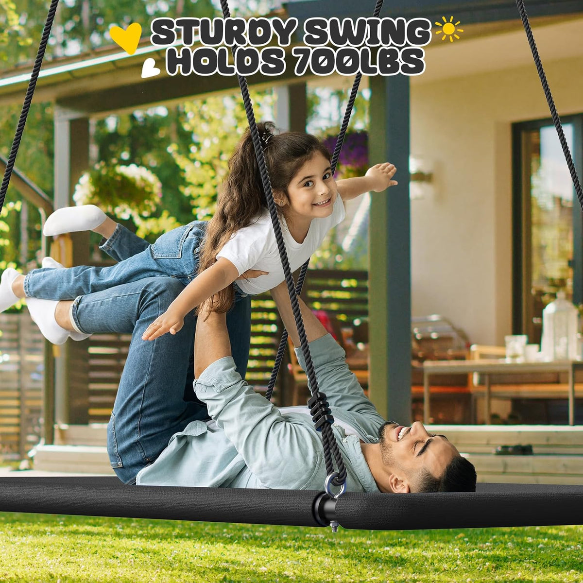 Trekassy 700lbs 60" Large Rectangle Platform Tree Swing for Kids - Black - image 3
