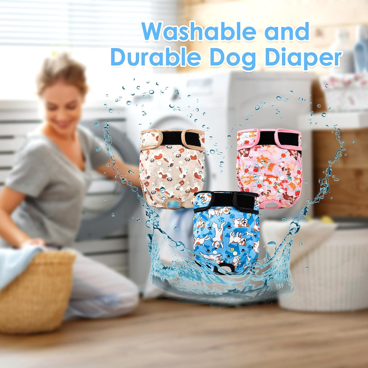Reusable Dog Diapers Female Washable 3 Pack S Flowers for Heat – Essentials for Dogs - Doggie / M(12"-15"Waist) / 3 - image 3