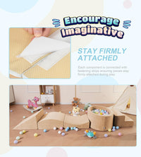 Elftopia foam climbing blocks with ball pit, stair climber and triangle wedge in beige - view 19