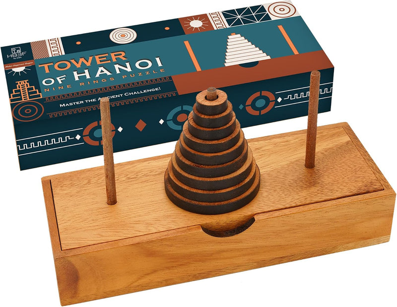 BSIRI Fun Puzzle Board Games Gifts of Hanoi Tower with Wooden Designs