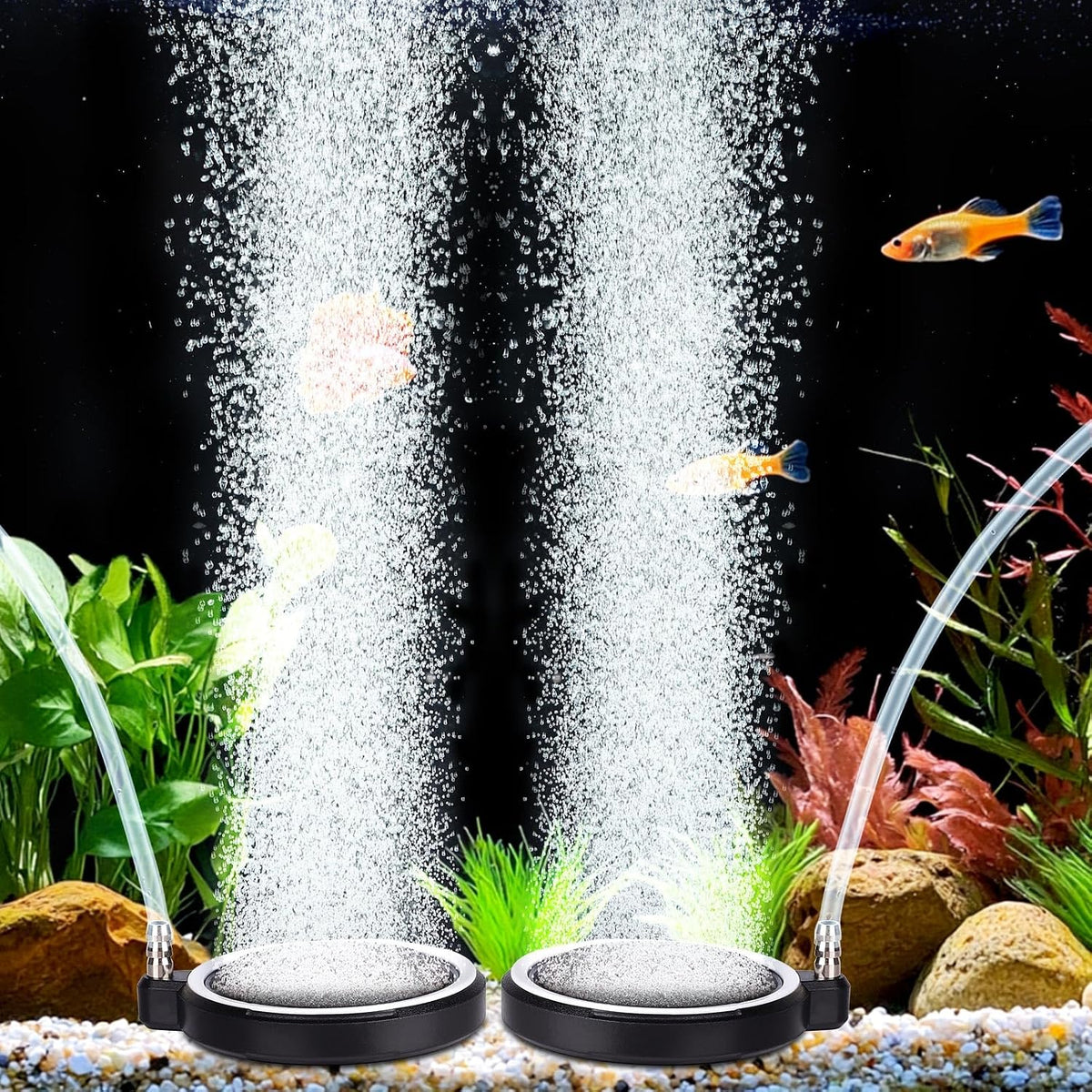 hygger Air Stone for Aquarium: Quiet High Dissolved Oxygen Diffuser - 5CM-2Packs