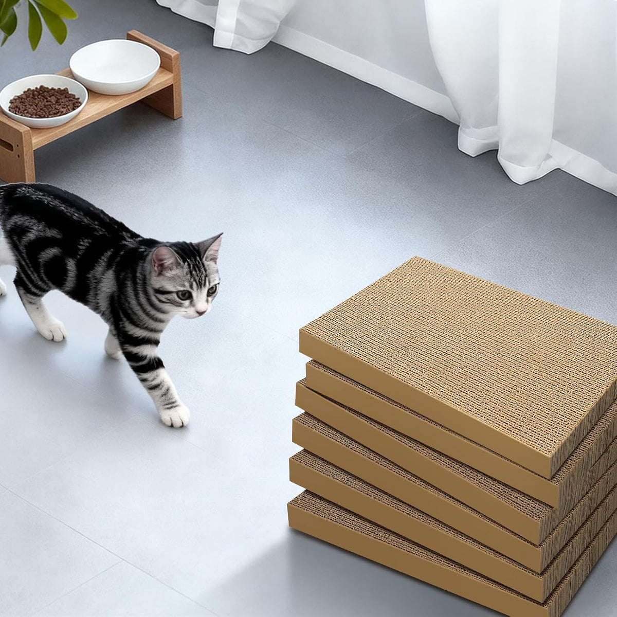 Cat Scratcher, 5 Packs in 1 Cardboard Box Cat Scratching Pad, Large – Essentials for Cats - 6 Packs Refill - image 4