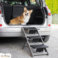 Dog Steps for Bed & Couch 2-in-1 Dog Stairs/Ramp - Height Adjustable Dog Ramp for Couch 7” - 20” - Pet Stairs, Dog Stairs for Small Dogs - Easy to Move Pet Steps with Landing Platform, Gray