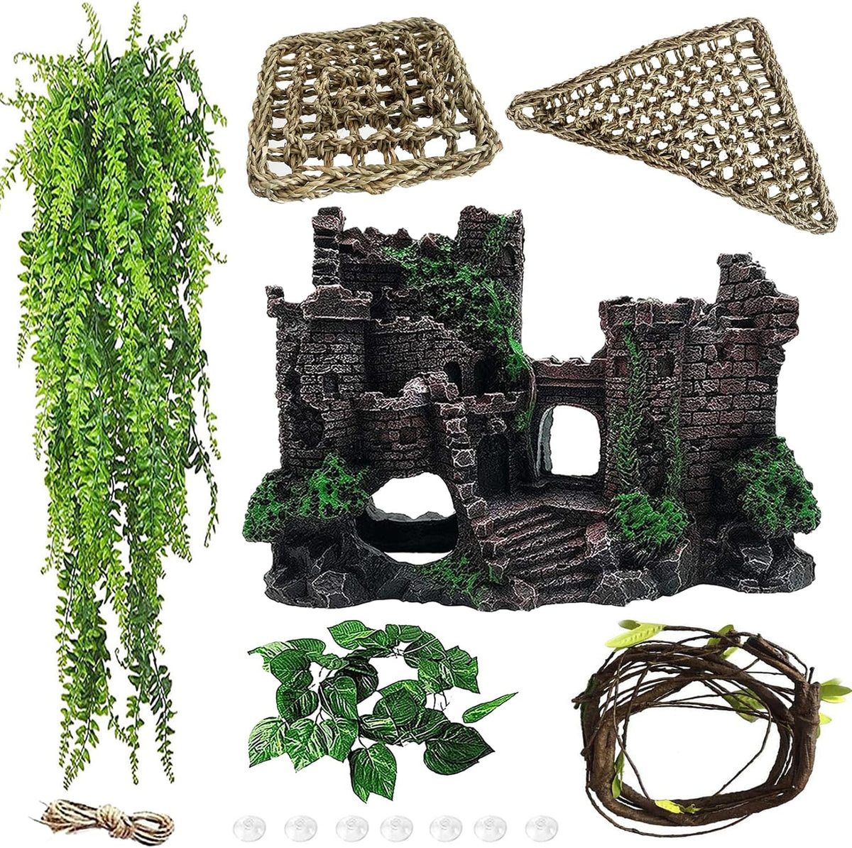 Tank Accessories for Bearded Dragon Include Resin Classical Castle