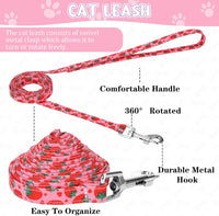 2 Pack Cat Harness and Leash with Collar Set - Pink,Green - image 4