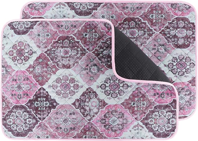 IEUUMLER Washable Pee Pads for Dogs, 2 Pack Reusable Pee Pads for Dogs Non-Slip Grip, Super Absorbent Waterproof Puppy Pads for Potty Training, Playpen, Crate, Whelping Box EU011 Pink, 36x41