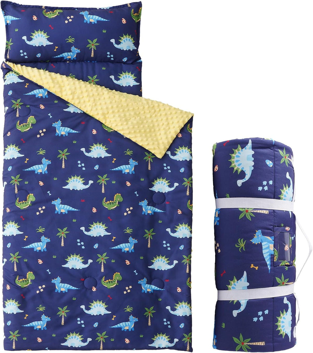 Bunnikins & Clover Toddler Nap Mat with Removable Pillow - Dinoworld