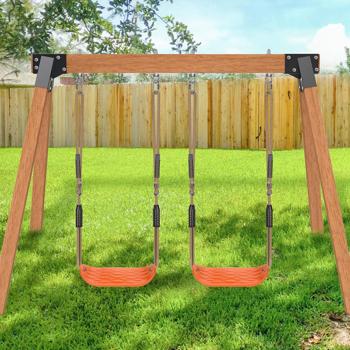 SELEWARE Heavy Duty Swing Seat Replacement, Kids & Adults - Orange, 2 Pack - image 2