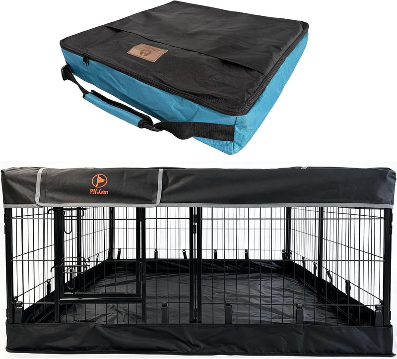 Puppy Playpen Plus Storage Bag with Bottom, 8 Panels 31.3" H – Essentials for Dogs - 8-Panels 24.0"W / Playpen+Cover+Bottom+Storage Bag