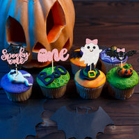 Ephlyn 24 white glitter ghost cupcake toppers for Halloween desserts - view 19