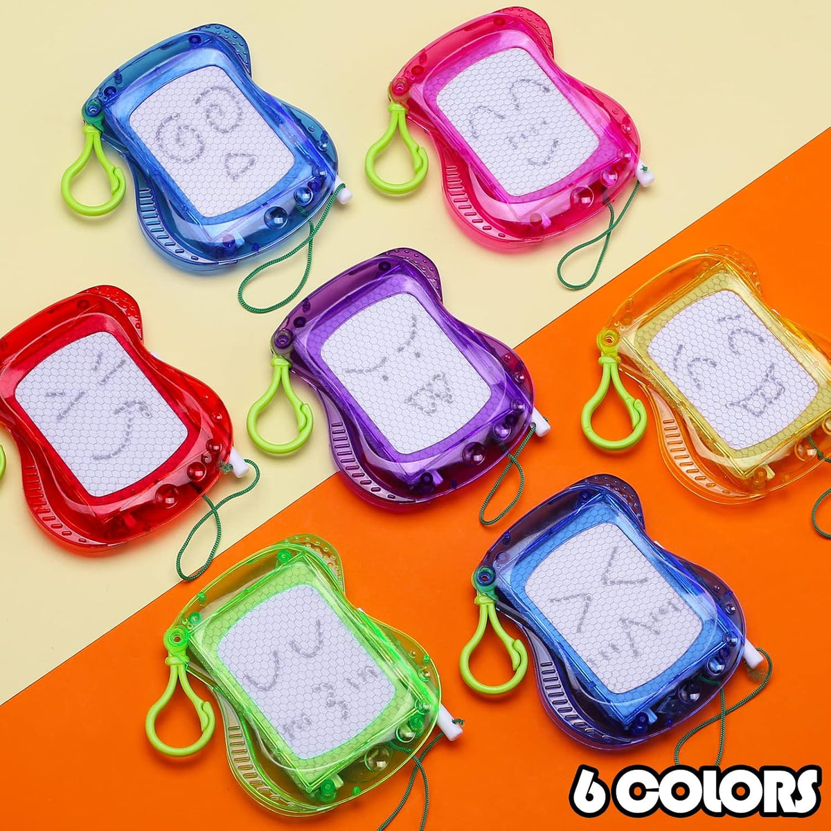 Uzoxlsn mini magnetic drawing boards, 30 pack of keychain doodle pads in six rainbow colors - view 2