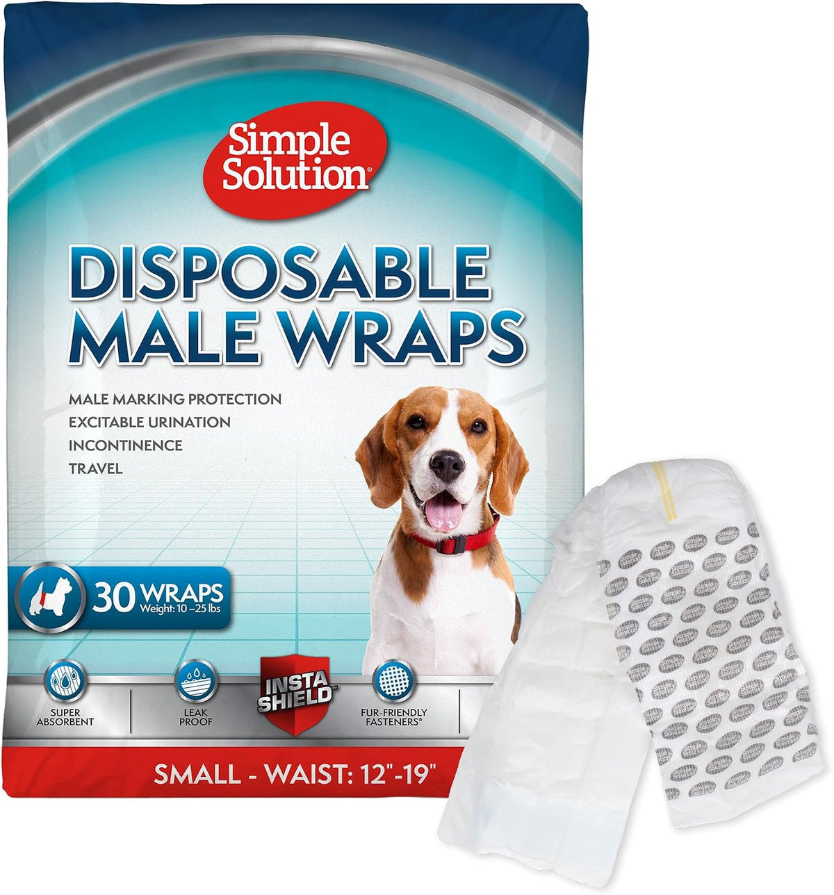 Simple Solution Male Dog Diapers, Disposable Belly Bands, M - Small / 30