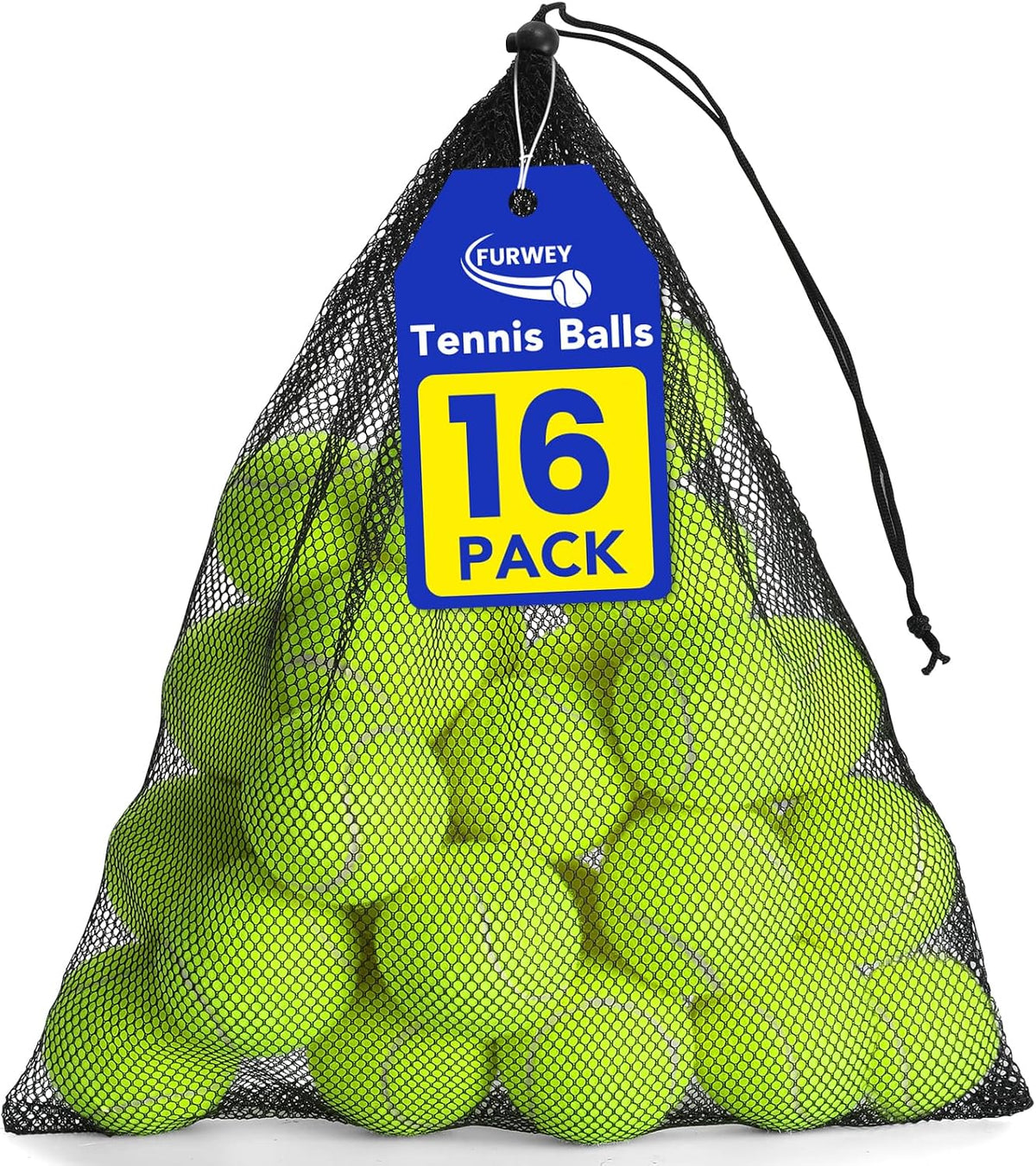 Colorful Tennis Balls for Dogs, Non Squeaky - Medium-2.5in / 16P-yellow