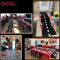 YOELVN race car party cones, six orange 7 inch traffic cones holding checkered flags - view 13