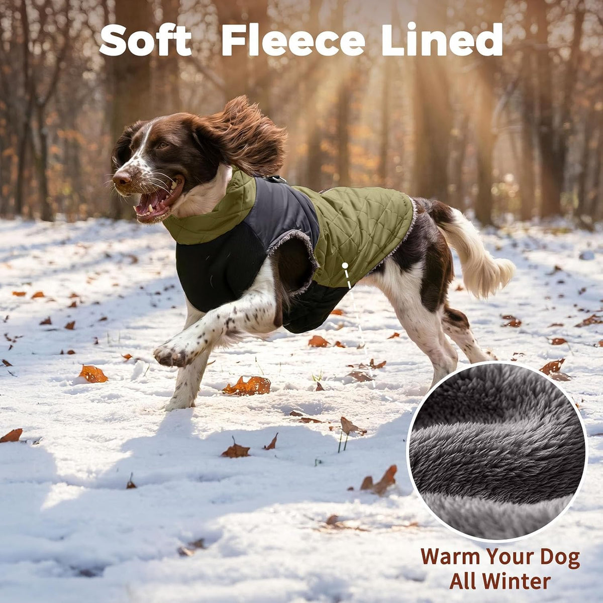 Winter Dog Coats for Small Dogs, Puppy Jacket with Harness - Green(Standard) / Medium - image 3