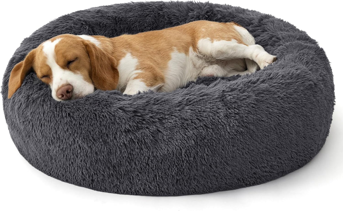 Bedsure SupportMax Calming Dog Beds Large Sized Dog Washable Pet Bed - Dark Grey / M(30x30x7)