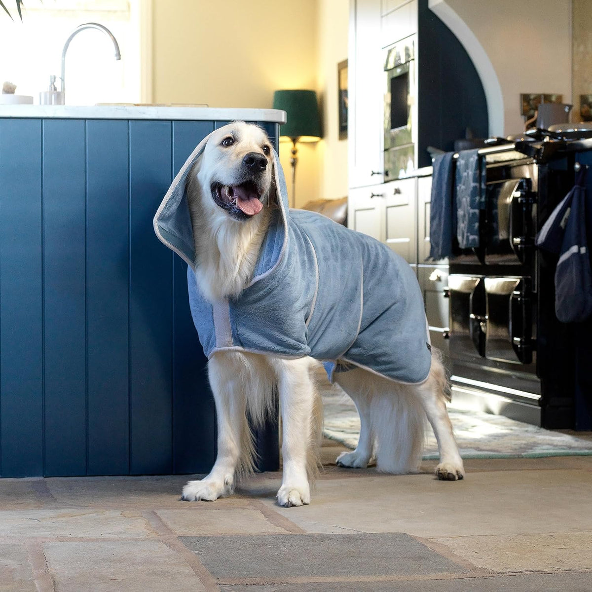 Lucky Pooch Dog Robe, Luxurious Dog Bathrobe - XS / Petrol Blue - image 3