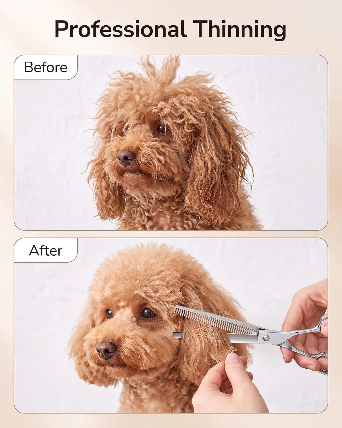 ULG Curved Dog Grooming Shears, 440C Stainless Steel - 3pcs SnagFree with Pouch - image 4