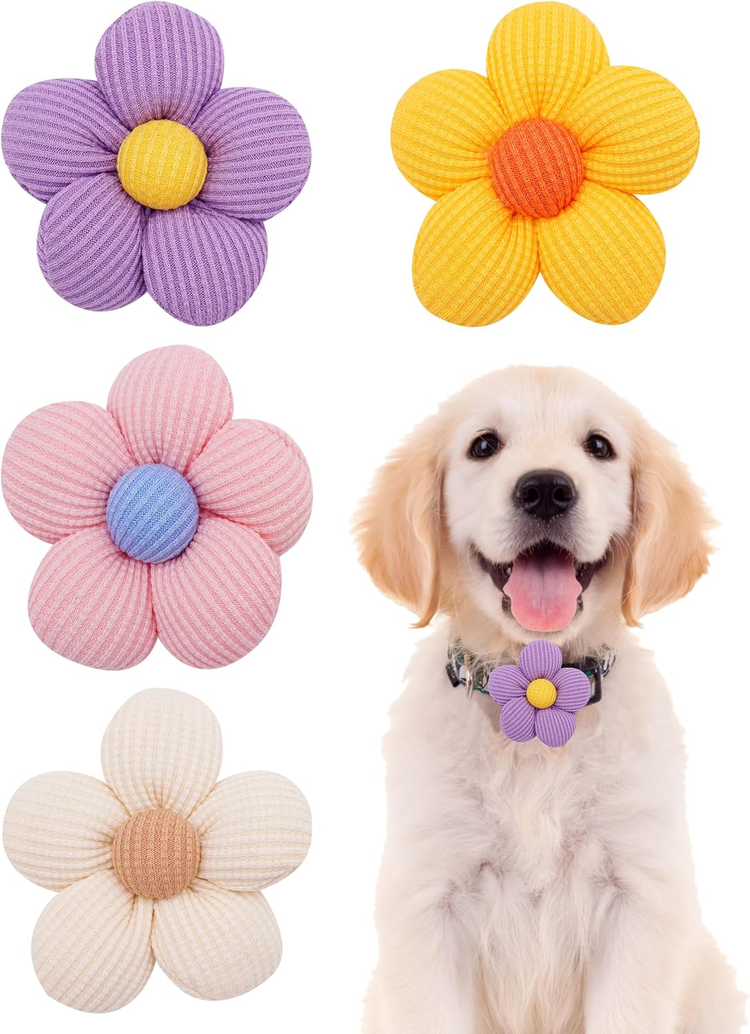 PET SHOW 4 Pack Small Dog Bows Sliding on Collar Attachment – Essentials for Dogs - AC 2.36"