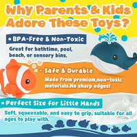 8 PCS Ocean Animal Bath Toys Mold Free Infant Bath Tub Toys for 12 Months - No Hole Bathtub Toys for Toddlers 1-3 Water Pool Toys for Baby Toddler Ages 1+