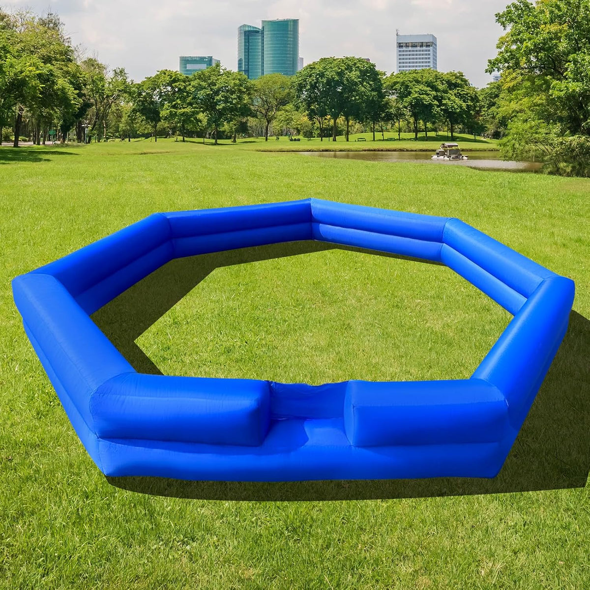 WARSUN 15 ft inflatable gaga ball pit with notched entry and built-in blower
