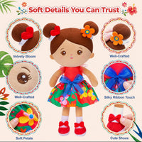 OUOZZZ Soft Baby Doll 12.6" Yellow Bee Dress Snuggle Buddy Doll – Fun for Kids & Family - B-abby Floral - image 4