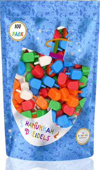 25-Pack Hanukkah Dreidels Multicolor Plastic Chanuka Draydels - 100-Pack - image 2