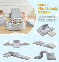 Elftopia foam climbing set with ball pit, stairs and ramps for toddlers in grey - view 20