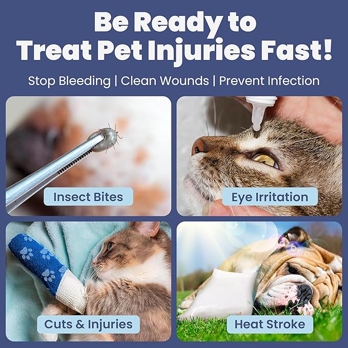 Dog First Aid Kit for Hiking & Travel - Vet Approved Emergency Supplies - Pet First Aid Kit Guide, Tick Remover, Thermal Blanket & More - Compact Dog Hiking Gear for Camping, Hunting, Backpacking